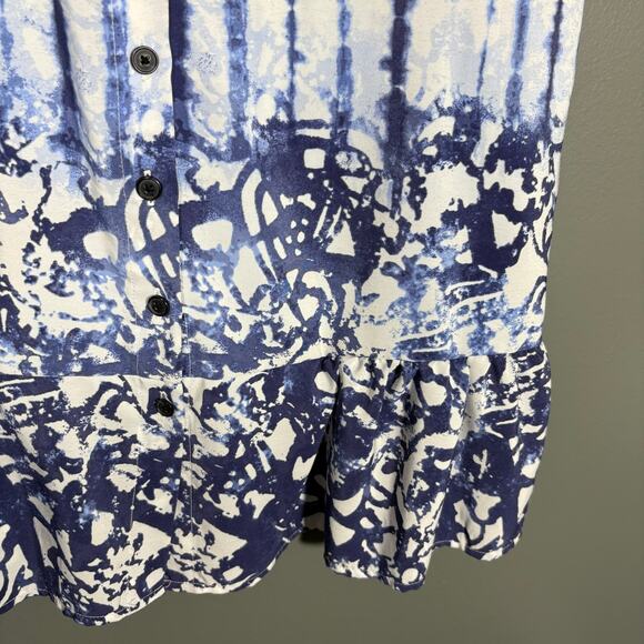Peter Som Design Nation Women's Blue Boho Tie Dye Shirt Dress - Size 4 - Artsy - Picture 3 of 6